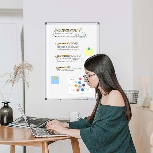 WALGLASS Double-Sided White Board, 24" x 18" Dry Erase Board Magnetic Whiteboard for Wall, Hanging Mounted Whiteboard Silver Aluminium Frame for Home, School, Office, Kitchen thumbnail 2