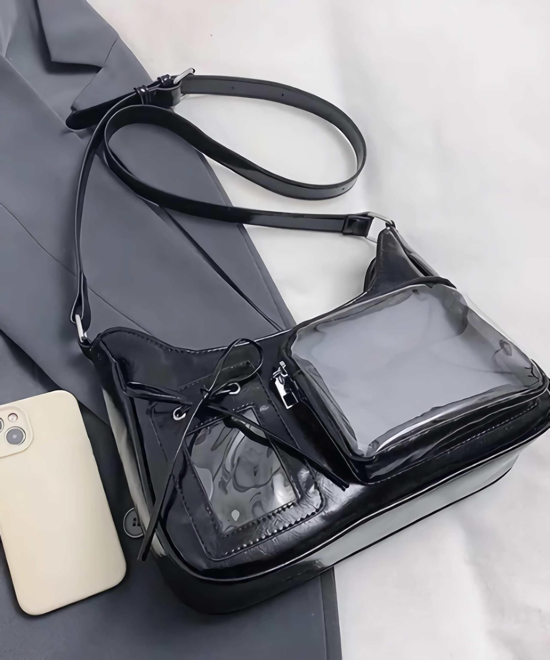 ita shoulder bag for women, pin display kawaii bow anime crossbody bag, cute y2k everyday coquette purse, Black, 11.42 x 3.15 x 7.87 inches thumbnail 7