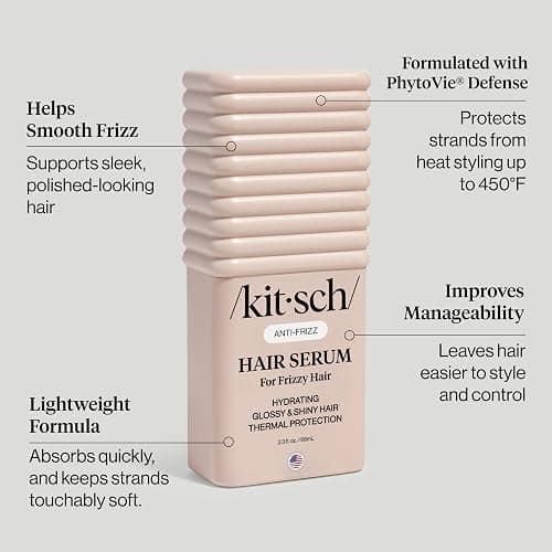 Kitsch Frizz Control Hair Serum - Lightweight Anti Frizz Serum for Curly Hair with Heat Protection | Adds Glossy Shine, Smooths Flyaways & Safe for Color Treated Hair - 2.3oz thumbnail 5