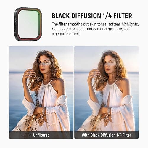 NEEWER 4 Pack ND Filter Set Compatible with Insta360 Ace Pro & Ace Pro 2, ND16/Adjustable CPL/UV/Black Diffusion 1/4, NOT Compatible with Updated Version Redesigned Round Octagonal Lens Guard, FL-C29 thumbnail 5