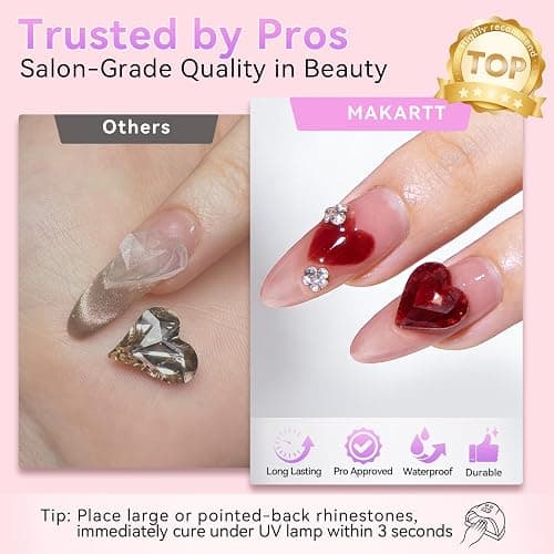 Makartt Rhinestone Glue for Nails: Super Strong Gel Nail Glue for Nail Charms Gems Decorations, 3D Gel Nail Art Bling Jewel Diamonds for Salon & DIY Manicure, 30ML UV Lamp Cured Need Beauty Gifts thumbnail 8