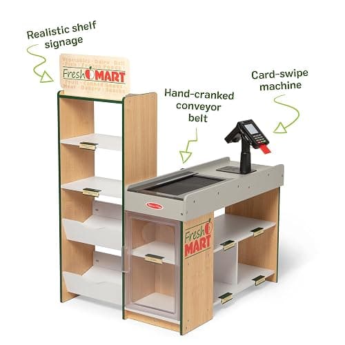 Melissa & Doug, Fresh Mart Pretend Grocery Store, Kids Cash Register with Scanner, Shelves, & Conveyor Belt, Kids Toys for Girls & Boys thumbnail 4