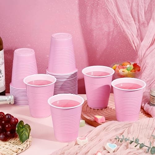 Dualshine 100 Pack Pink Plastic Cups 18 oz, Disposable Heavy Duty Drinking Cups for Party, Graduation Shot Cup for Wedding Birthday Valentine's Day Beer Serving Snack Sample Barbecues thumbnail 2