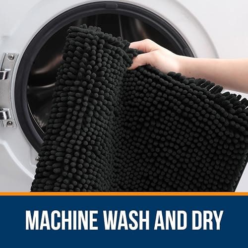 OLANLY Black Bathroom Rug 30x20, Extra Soft Absorbent Chenille Bath Rugs, Rubber Backing Quick Dry, Machine Washable Bath Mats for Bathroom Floor, Tub and Shower, Home Decor Accessories thumbnail 5