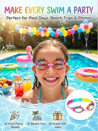 HZMRLSB Goggles with Eyelashes – Anti-Fog No Leak Swim Goggles with Lashes for Girls & Women, Funny for Pool Swimming thumbnail 3