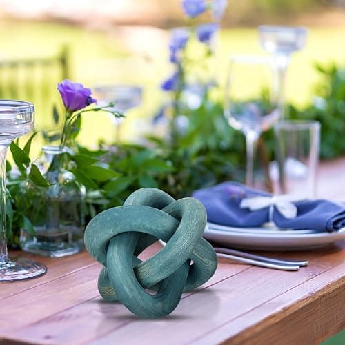 Yalikop 3 Link Wood Knot Decor Rustic Home Décor Accents Hand Carved Coffee Table Decoration, Boho Chain Link Decoration, Modern Shelf, Rustic Objects for Home Living Room Bedroom(Blue) thumbnail 8