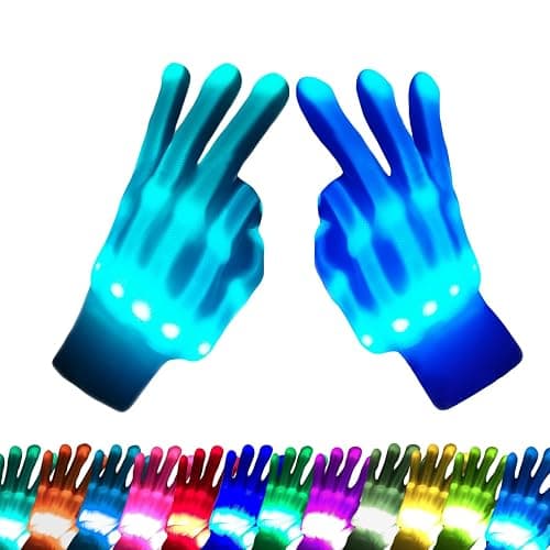 COLEDRE Kids Toys 12 Colors LED Gloves Cool Toys Gifts for Age 5-7 8-12 Years Old Boys Girls Stocking Stuffers Kids Teens Christmas Halloween Costumes Light Up Gloves Birthday Parties Gifts (1 Pair M) - Image 1