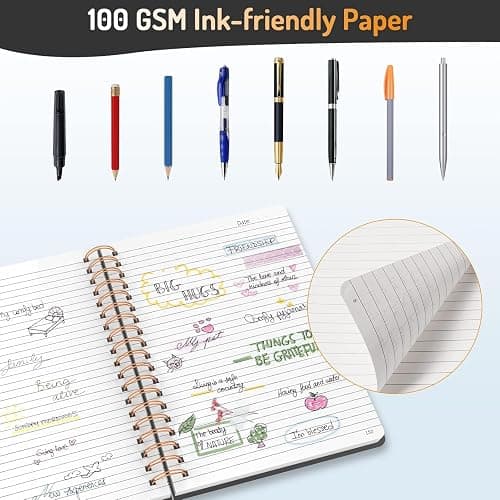 Forvencer Lined Spiral Journal Notebook with 300 Numbered Pages, B5 College Ruled Thick Journals for Writing with 100GSM Paper, Hardcover Notebooks with Contents for Work, School,olive green - Olive Green - B5 thumbnail 5