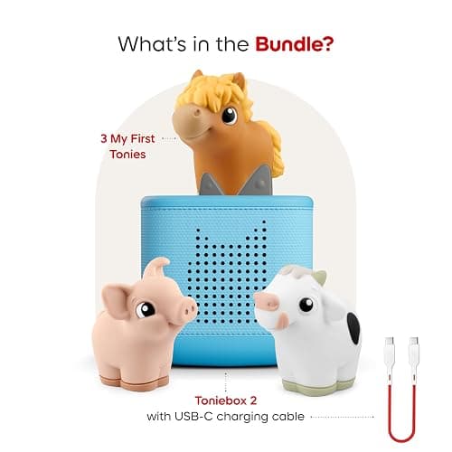 Toniebox 2 My First Farm Bundle for Kids 1+ with Soft and Squeezable Cow, Horse, and Pig - Sky Blue thumbnail 3