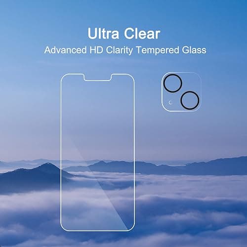 Ailun 2 Pack Screen Protector for iPhone 13 [6.1 inch Display] with 2 Pack Tempered Glass Camera Lens Protector,[9H Hardness]-HD thumbnail 4