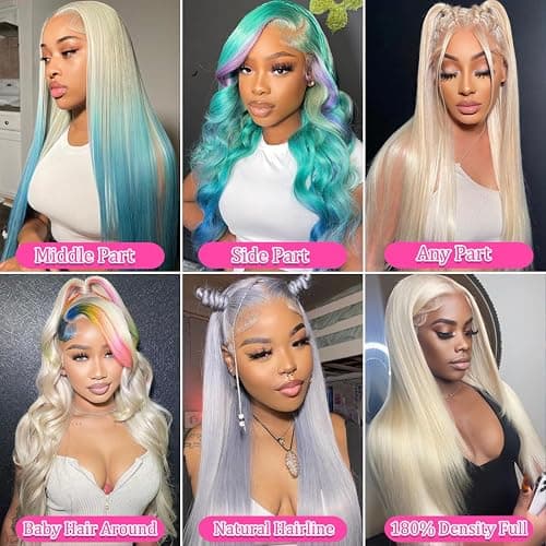 26 Inch 613 Lace Front Wig Human Hair Blonde 13X6 HD Transparent Lace Front Wigs Human Hair 180% Density Blonde Glueless Wigs 613 HD Straight Lace Frontal Wig Pre Plucked thumbnail 7