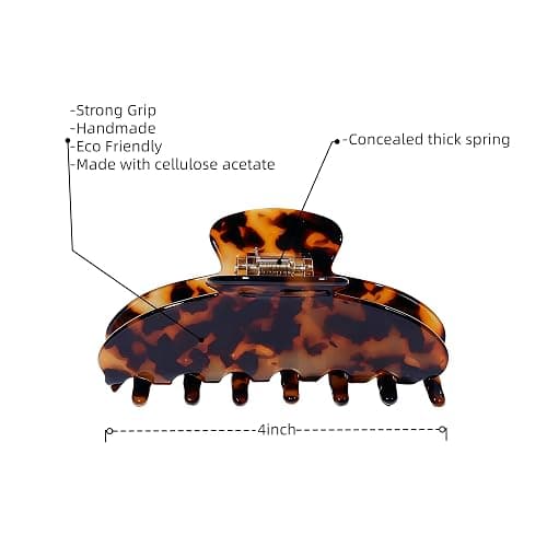 OideGuiing Durable Acetate Hair Clips - 4-Inch Tortie Claw Clips for Fine and Thick Hair (Tortie) thumbnail 2