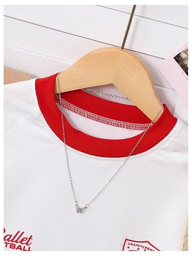 RoseSeek Girl's Jersey Bowknot Graphic Number Print Tees Long Sleeve Crew Neck Shirts Cute Tee Tops Streetwear thumbnail 3