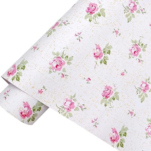 Yifasy 19.7 ft Roll Pink Rose Shelf Liner Peel and Stick Wallpaper Revamp Furniture Wall Surface Decor Paper (M-236.2x17.7 Inch) thumbnail 8
