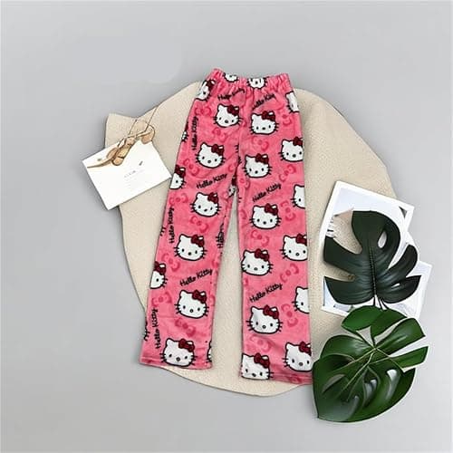 Womens Pyjama Pants - Flannel Pjs Bottoms for Women Long Cute Anime Cartoon Ultra Soft Comfort Fluffy Warm Pyjamas Y2K Kawaii Casual Home Lounge Trousers Pj Sleeping Pajamas Bottoms for Ladies Girls thumbnail 4