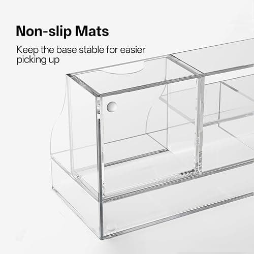 HBlife Acrylic Desk Organizer with Drawer, Pen & Pencil Holder, Multifunctional Desktop Caddy for Office Supply and Organization (Clear) thumbnail 4