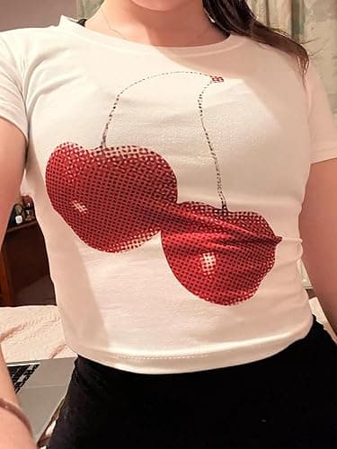 Baby Tees Y2k Shirt 2000s Fashion Cute Shirts 90s Outfit Woman Graphic Tees Y2k Vintage Clothes - Style06 - Medium thumbnail 7