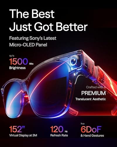 VITURE Luma Ultra XR Glasses, 152'' Ultra Sharp Display, Full 6Dof Support, AR Hand Gestures, 52° FOV, 1500 Nits, for iPhone 17/16/15, Android, Mac, PC, Switch&Switch 2, World's 1st Real-time 2D to 3D thumbnail 2