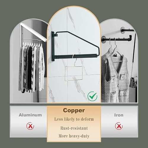 NEWRAIN Folding Clothes Hanger Rack, Wall Mounted Laundry Racks for Drying Clothes,Swing Clothing Hanging System Drying Closet Storage Organizer Black thumbnail 6