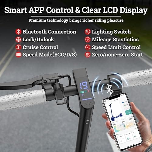 Qlaway Electric Scooter for Adults, 350W/500W Motor, 16-22 Miles Range, 8.5"/10" Solid Tires, Dual Braking & Suspension, Folding Portable Commuting E-Scooter with App thumbnail 5
