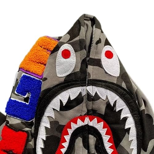 RICK TOP ONE Unisex Camouflage Hoodie with Shark Embroidery, Full Zip, Lightweight Couple sweatshirts heavyweight hoodie thumbnail 2