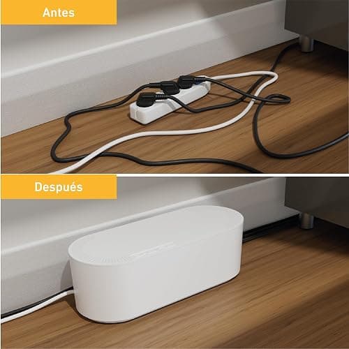 D-Line EU/CTULGEW/SW Caja Organizadora de Cables, fabricada en ABS resistente a la electricidad, Caja para guardar, ocultar y organizar cables de manera eficiente - Grande, Blanco - Image 1