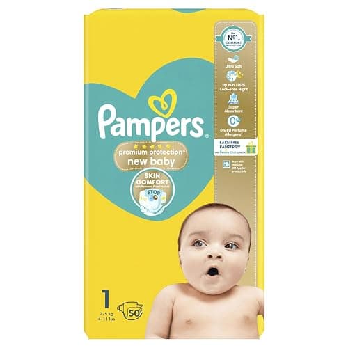 Pampers Premium Protection Baby Size 1, 50 Nappies, 2kg-5kg, Essential Pack, Double Protection for Skin and Against Leaks thumbnail 9