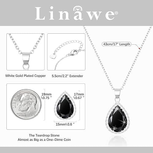 Linawe Crystal Chain Necklace for Women Trendy, Imitation Diamond Pendant, Statement Cubic Zirconia Boho Jewelry Set, 14K Gold/Rose Gold/Silver Birthstone Necklace thumbnail 2