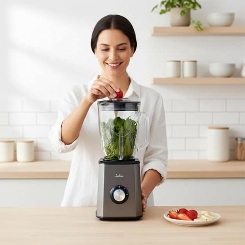 JATA JEBT1500 - Batidora de vaso de 1,5 litros. 2 velocidades + turbo. Cuerpo de acero inoxidable. Cuchilla dentada de acero inoxidable. Apta para picar hielo. Pies antideslizantes. 1500 W thumbnail 2