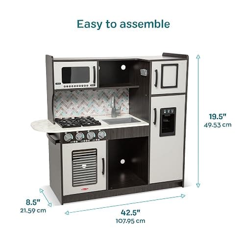 Melissa & Doug Chef's Wooden Pretend Play Kitchen for Kids with “Ice” Cube Dispenser - Charcoal Gray, Kids Kitchen Play Set, for Toddlers and Ages 3+ - FSC-Certified - FSC Certified thumbnail 3