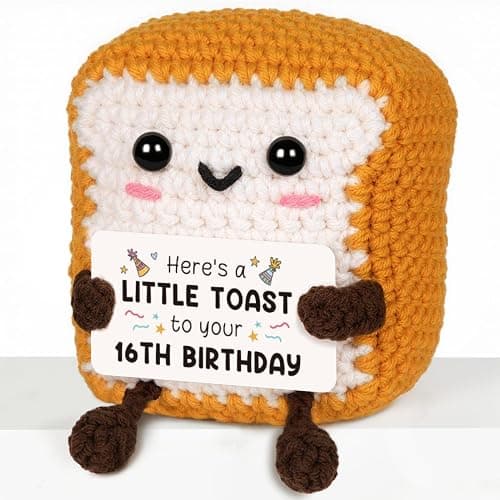 16th Birthday Gifts Girl Boys, Handmade Emotional Support Crochet Toast 16th Birthday Decorations Keepsake, Cute 16 Year Old Gifts fo Friends Daughter Son Niece Newphew Granddaughter Grandson - Image 1