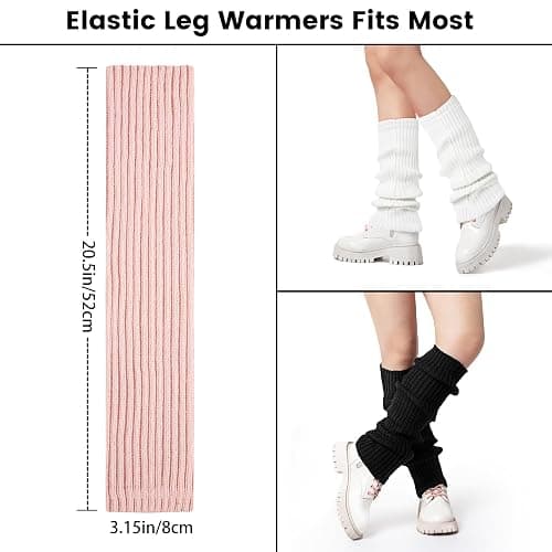 Clothirily Leg Warmers, 2 Pairs Knit Leg Warmers for Women 80s Long Socks | Warm Leg Warmers for Women Girls 80s, Ribbed Knit LegWarmer Long Socks for Party Yoga Sports Fashion Accessories, One Size thumbnail 3