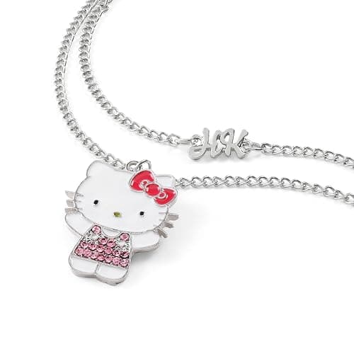 KIDS EUROSWAN Hello Kitty Girls Silver Plated Cartoon Pendant Necklace Set thumbnail 2