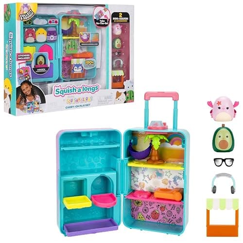 Squish-a-longs On-The-Go Luggage Playset - (2) 1” Mini-Squish, 3 Levels of Play, 3 Accessories & 2 Play Pieces - Collect, Trade, & Play - Ages 6+ - Image 1