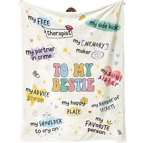 Best Friend Birthday Gifts for Women, Best Friends Blanket, Bestie Gift for Women on Christmas, Bestie Birthday Gifts for Woman, Friendship Present for Woman, Yellow Throw Besties Blanket 60”x50” - Image 1