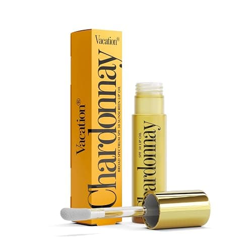 Vacation Chardonnay Lip Oil SPF 30, Sunscreen for Lips, Hydrating, Caramel Vanilla Flavored Lip Gloss, Clear Plumper, Non-Sticky Lip Balm, Vegan, 0.2 Fl. Oz. - Image 1