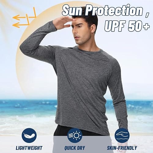 3 Pack Long Sleeve Shirts for Men - Quick Dry Moisture Wicking UV Sun Protection T-Shirts for Fishing Workout Athletic Gym thumbnail 2