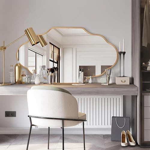 Dorlicecass Wall Mirror for Bathroom - Gold Mirror Wall Decor 20" x 36" Single Modern Mirror Wall Decor with Aluminum Alloy Frame for Bathroom, Bedroom, Living Room, Dining Room, Cloakroom, Entryway thumbnail 6