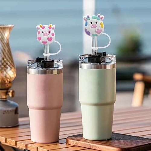 Straw Cover Cap for Stanley Cup 30 Oz 40 Oz Tumblers - 10mm Cute Cow Straw Tips Covers,Silicone Straw Toppers, Funny Animals Straw Covers Cap Plugs,Anti-dust Straw Tip Drinking Straw Tips Lids thumbnail 3