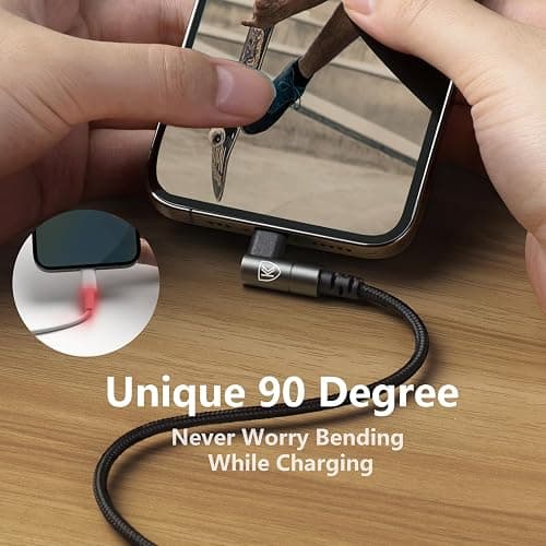 90 Degree iPhone Charger 6FT [Apple MFi Certified] 3Pack Lightning Cable | 6Feet Right Angle Nylon Braided USBA to Lightning Cable for iPhone 14/13/12/11/Pro/Max/Mini/X/Plus/8/7/6/5S/Plus/iPad thumbnail 6