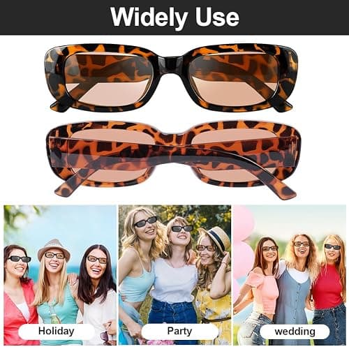 Ainiv Vintage Lunettes de Soleil Rectangulaires pour Femmes Hommes, Écran Solaire UV400 et Protection UV, pour Shopping, Voyage thumbnail 5