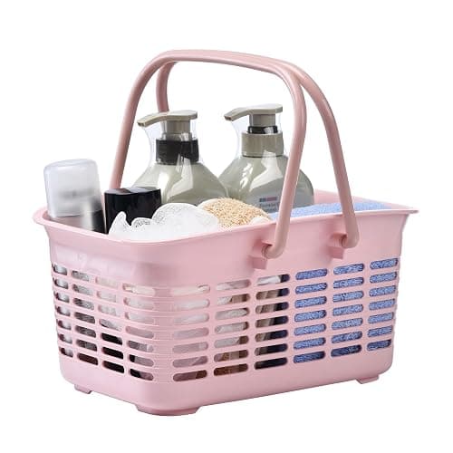 ALINK Plastic Shower Caddy Basket with Handle, Portable Organizer Storage Basket for College Dorm, Bathroom, Kitchen - Pink thumbnail 3