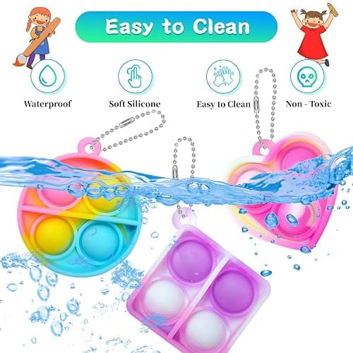 ONKULL Pop Fidget Keychain 30 Pack ,Mini Fidget Toys Bulk ,Sensory Toys for Kids ,Party Favors for Kids 4-8,8-12 Year ,Back to School Gifts for Classroom ,Easter Goodie Bags Stuffers thumbnail 3