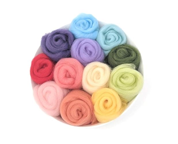 Cool Beans Boutique C Needle Felting Wool Set of 10 Colors (8 Grams Each Color) - Choose from Pastel Spring, Bold Summer, Warm Harvest Autumn, and ICY Blue Winter Series (Rainbow) - Image 1