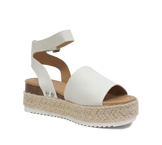Soda Topic Open Toe Buckle Ankle Strap Espadrilles Flatform Wedge Casual Sandal thumbnail 2
