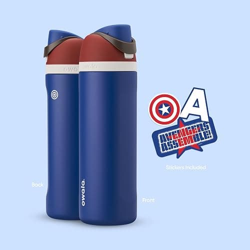Owala Marvel FreeSip Insulated Stainless Steel Water Bottle with Straw for Sports and Travel, BPA-Free Sports Water Bottle, 24 oz, Captain America thumbnail 6