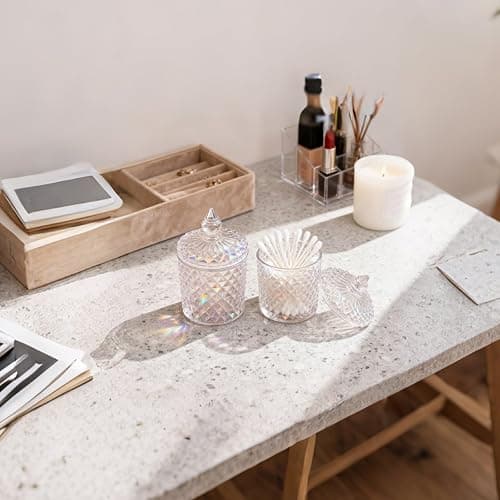 Saim Crystal Glass Jar with Lid, 2 PCS Decorative Candy Dishes 3.4inch Candy Cookie Jars,Buffet Biscuit Containers for Christmas Halloween Wedding Party - Multi-Color thumbnail 7