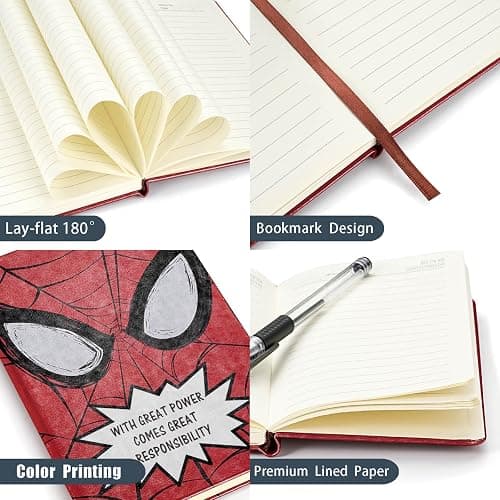 JOHSBYD Super Spiderman Gifts Always Remember You’re Braver Than You Believe Leather Notebook Super Spiderman Fans Gifts (with great power comes great responsibility) - with great power comes great responsibility thumbnail 4