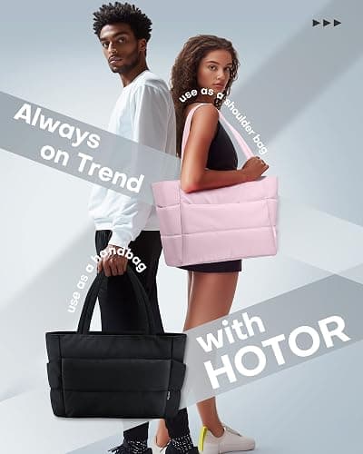 HOTOR Puffer Tote Bag for Women, Nurses - Multi-Pocket Lightweight Bag for Work - Quilted Handbag for Travel and Gym thumbnail 4