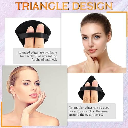 Meanplan 100 Pcs Powder Puff Face Soft Makeup Sponge Triangle Powder Puffs for Loose Velour Cosmetic Foundation Wet Dry Sponge Makeup Tools(Black) thumbnail 5